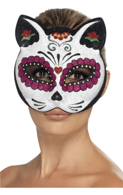 Smiffys Animals Sugar Skull Cat Facepiece Accessory