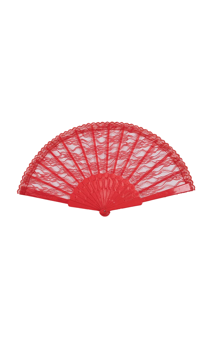 Bristol Novelty Red Lace Fan Accessory 1920's 1 Bristol Novelty Red Lace Fan Accessory 1920's