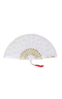 Bristol Novelty White Lace Fan Accessory