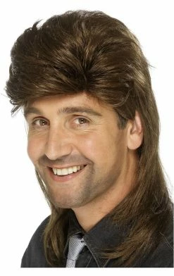 Smiffys All Decades /Era Costumes Jason Mullet Brown Wig
