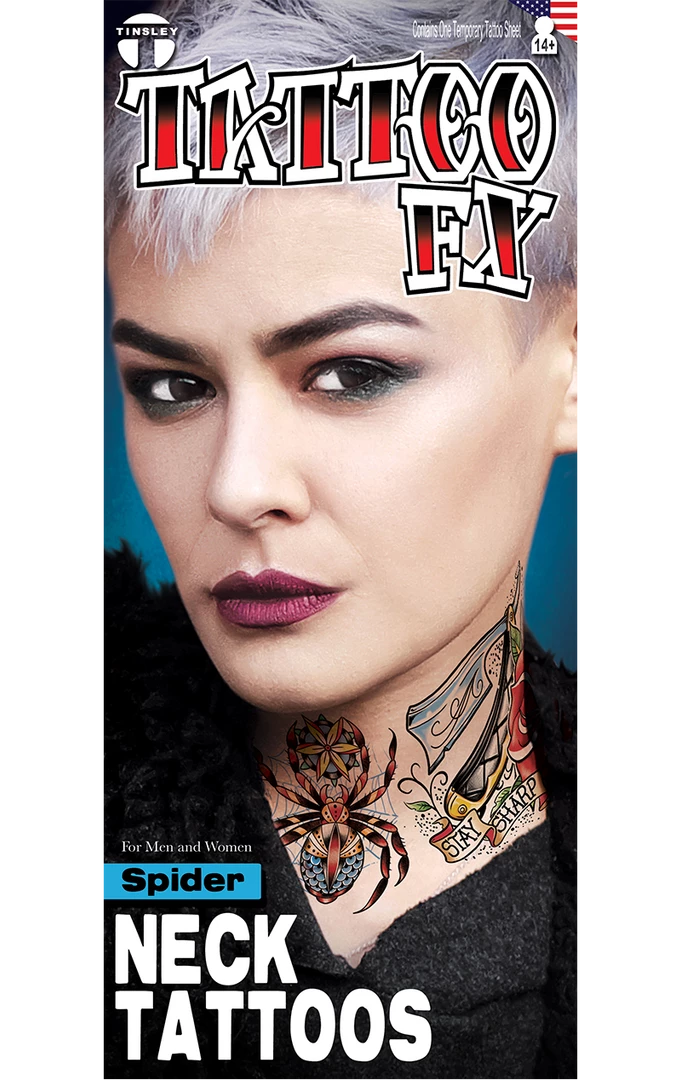 Tinsley Transfers Spider Neck Tattoo FX 1 Tinsley Transfers Spider Neck Tattoo FX
