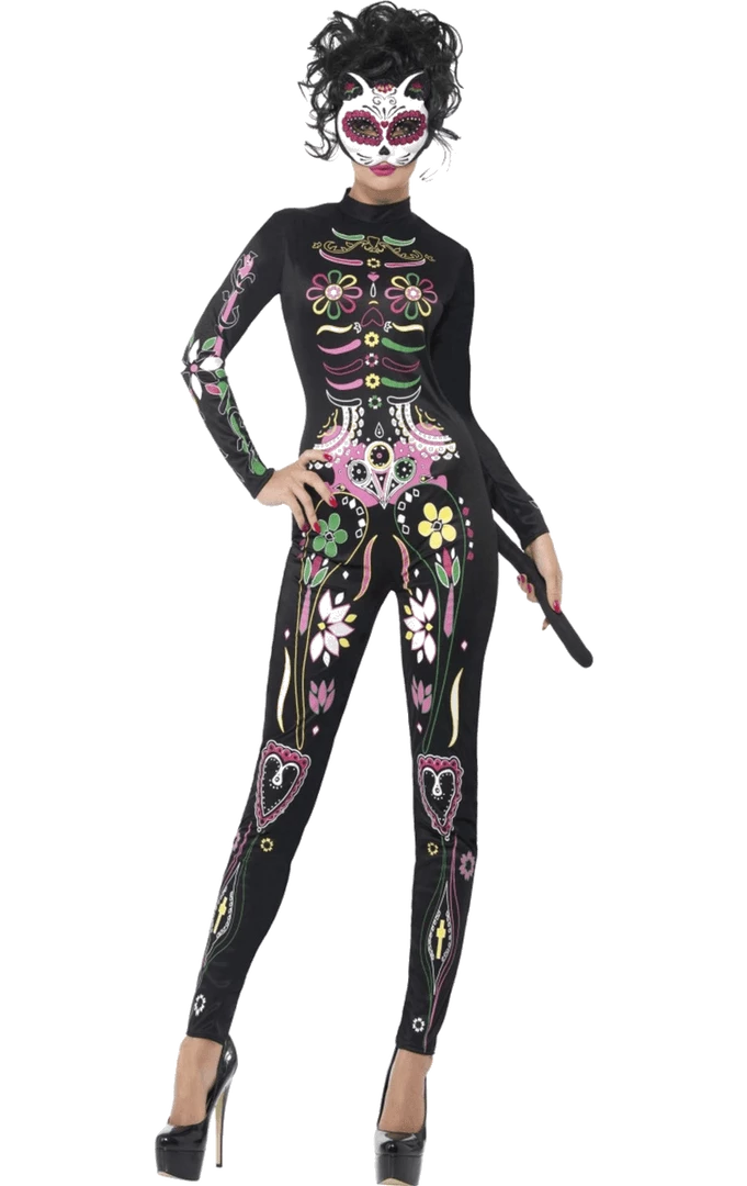 Smiffys Sugar Skull Cat Costume 1 Smiffys Sugar Skull Cat Costume