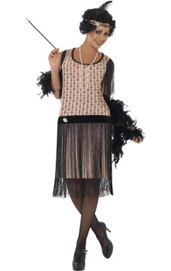Smiffys All Decades /Era Costumes Pink Flapper Girl Costume