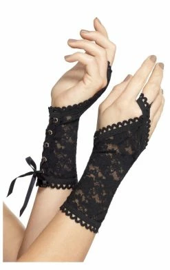 Smiffys Dolls Black Lace Glovelets