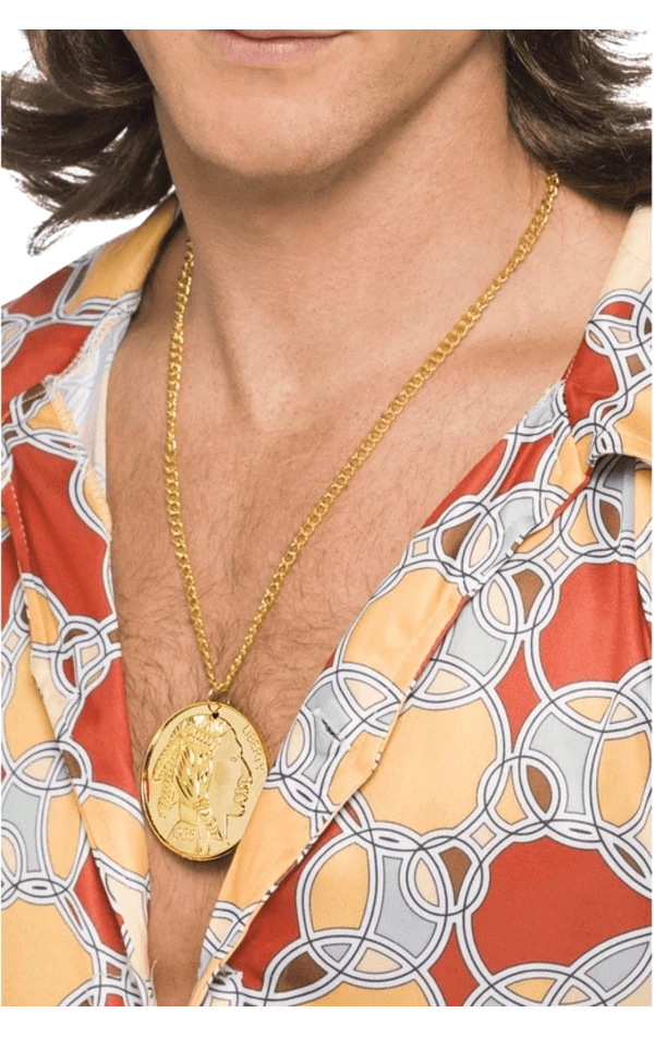 Smiffys 1960's Gold Metal Medallion Accessory 2 Smiffys 1960's Gold Metal Medallion Accessory