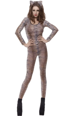 Smiffys Animals Tiger Print Bodysuit Costume