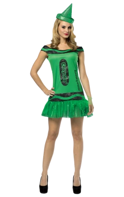 Rasta Imposta Costumes Under £20 Ladies Emerald Crayola Crayon Costume