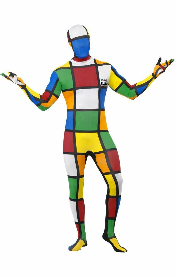 Smiffys Rubiks Cube Second Skin Costume 1980's 1 Smiffys Rubiks Cube Second Skin Costume 1980's
