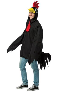Angels Dist Adult Big Black Rooster Costume Animals