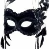 Bristol Novelty Black Velvet Masquerade Facepiece