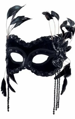 Bristol Novelty Black Velvet Masquerade Facepiece