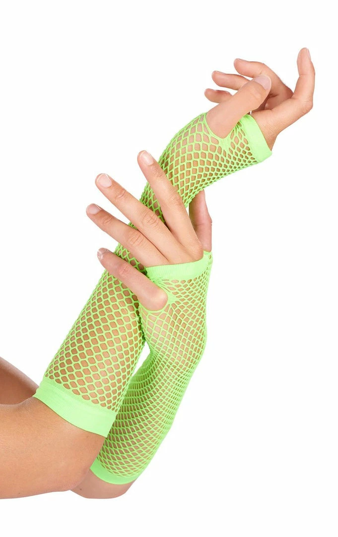 Generic Neon Green Fishnet Gloves Raves 1 Generic Neon Green Fishnet Gloves Raves